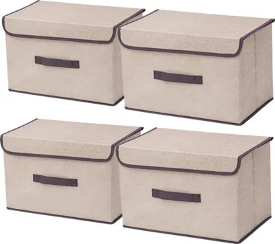 Produktbild von Faltbare Stoffaufbewahrungsboxen mit Deckel für praktische Kleidung- und Spielzeugorganisation im Haus