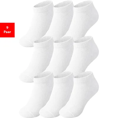 Produktbild von Sneaker Socken Herren & Damen 6-12 Paar Quarter Socken Baumwolle Freizeit Sport - Weiß, 43-46, 9 Paar