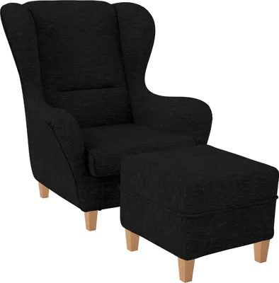 Produktbild von Supellex Sofia Ohrensessel mit Hocker | Design Vienna Schwarz
