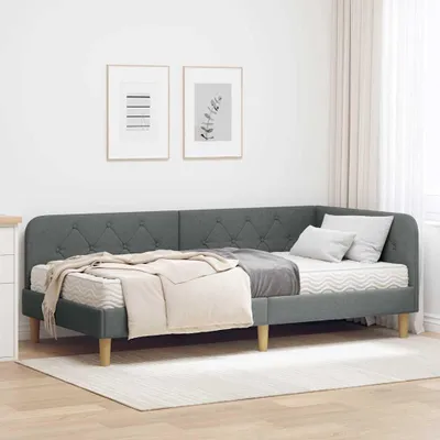 Image de Maison Exclusive - Cadre de lit d'angle gris foncé 90 x 200 cm Tissu