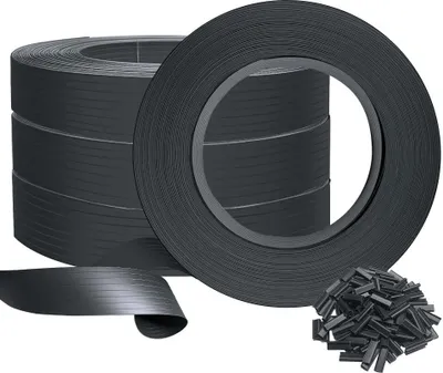 Produktbild von VOUNOT® Sichtschutzstreifen für Doppelstabmatten 300m x 4.7cm, PVC Sichtschutz Zaun mit 600 Clips, Schwarz