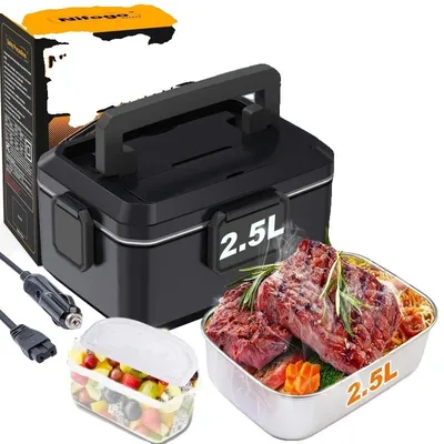 Image de Boîte à lunch électrique, réchauffeur de nourriture portable, récipient en acier inoxydable, 2,5 litres