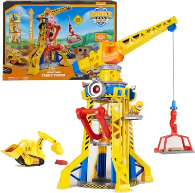 Productafbeelding van Rubble & Crew - Kraantoren-speelset met Rubble-figuurtje en 340 g Kinetic Build-It speelzand