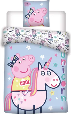 Produktbild von Zestaw pościeli Peppa Pig - poszwa na kołdrę 135x200 cm i poszewka na poduszkę 80x80 cm, 100% bawełna