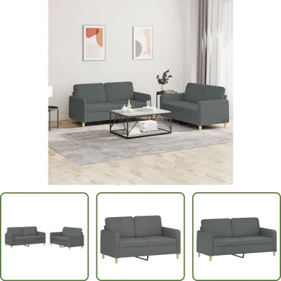 Produktbild von The Living Store 2-tlg. Sofagarnitur mit Kissen Dunkelgrau Stoff