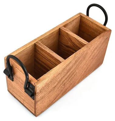 Immagine prodotto di Organizzatore per utensili da cucina - Portaoggetti in legno con 3 scomparti
