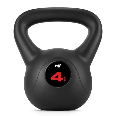 Produktbild von Hop-Sport Kettlebell 4kg, Vinyl Kugelhante, ergonomischer Griff, Schwunghantel in Größen von 4–20 kg, Krafttraining Zuhause für Damen & Herren