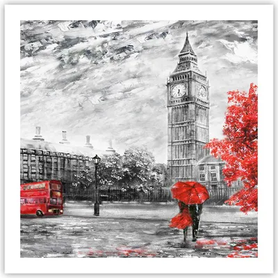 Produktbild von Poster - Poster ohne Rahmen - London Bus - 60x60 cm - Wand Bild - Wanddeko - Wandbilder - Kunstposter - Wandposter - Bilder - Kunstdruck - Wanddekoration - Wandbild - P2XAC60x60-3866
