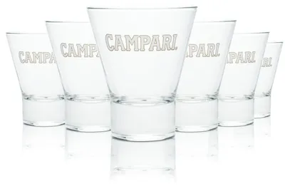 Produktbild von 6x Campari Glas 0,25l Tumbler Becher Gläser V-Form Longdrink Spritz Gastro Eiche
