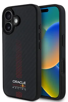 Productafbeelding van RED BULL RBHMP16S24CFGSMK iPhone 16, 6,1 inch, hardcase, zwart/carbonvezel, power bar, MagSafe