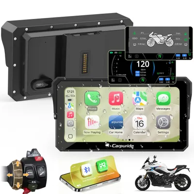 Produktbild von CARPURIDE 602BS 6,25" BM Motorrad CarPlay Display, OriginalWonder Wheel Steuerung, Drahtlos CarPlay & Android Auto, Dual Bluetooth, Intercom, SOS, OTA