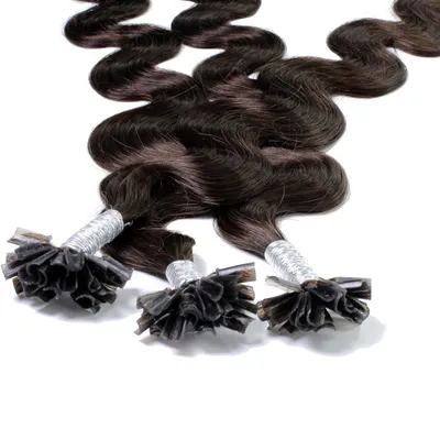 Immagine prodotto di hair2heart estensioni di capelli umani - 25 ciocche 0,5g 50cm 4/0 marrone medio