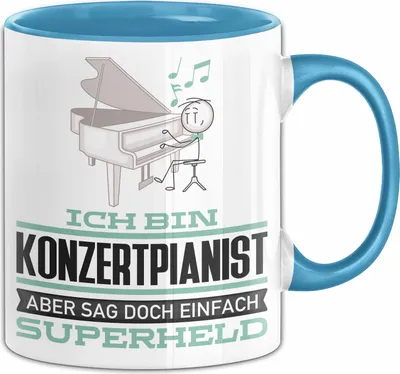Produktbild von Konzertpianist Geschenk Tasse Ich Bin Konzertpianist Aber Sag Doch Einfach Superheld Lustige Geschenkdiee für Konzertpianist Kaffee-Becher (Blau)