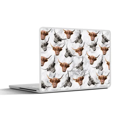 Produktbild von MuchoWow® Laptop Aufkleber Sticker Cover Schottischer Highlander - Marmor - Tiere 30x22 cm - Laptop-Sticker