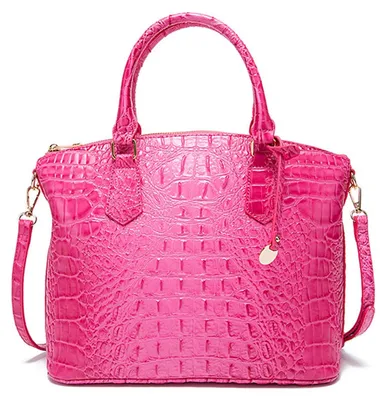 Productafbeelding van Solidchoice - Elegante Crocodile Handtas in Roze PolyurethanLeer