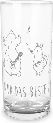 Produktbild von Mr. & Mrs. Panda Tumbler Big Band 200 ml - Transparent - Geschenk, Musik, Trinkglas, Glas, Longdrinkglas, Elefant, Maus, Pinguin, Wasserbecher, Delfin, Hund, Cocktailglas