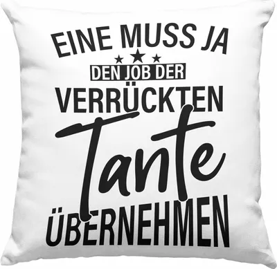 Produktbild von Trendation - Verrückte Tante Deko-Kissen mit Füllung 40x40 Geschenk Lustig Geschenkidee Geburtstag Weihnachten Beste Tante Geschenkidee (Rosa)