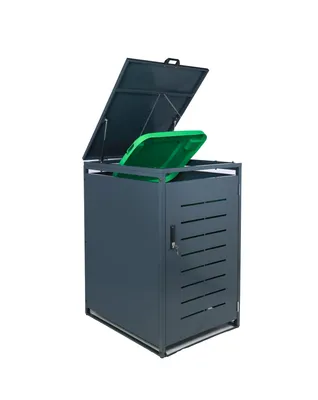Produktbild von SCHULTE Regalwelt Premium Mülltonnenbox, anthrazit, mit Schloss & Gasdruckfedern, 1160 x 690 x 800 mm (HxBxT), inkl. Bodenanker, modular erweiterbar