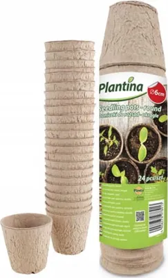 Obrázek produktu pro Sada 24 kulatých květináčů na sazenice 6 cm biologicky odbouratelných 100% přírodních.