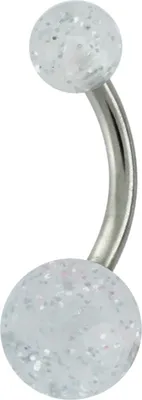 Produktbild von Bauchnabelpiercing Titan Titanium Acryl Glitzer Glitter Banane Belly Banana klar 12 mm