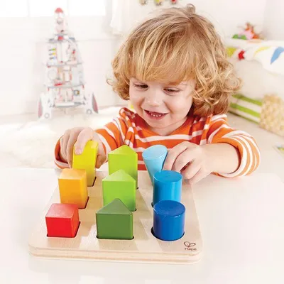 Zdjęcie produktu dla Hape drewniany sorter kolorów i kształtów Zabawka edukacyjna od 18 miesięcy