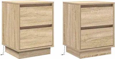 Zdjęcie produktu dla Szafka Nocna z szufladą 2 pcs Dąb Sonoma 39 x 34,5 x 50 cm
