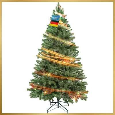 Produktbild von Dimono Künstlicher Weihnachtsbaum Classic 180 cm in Grün Weiß – Premium Tannenbaum naturgetreu & dicht – Christbaum für Weihnachten