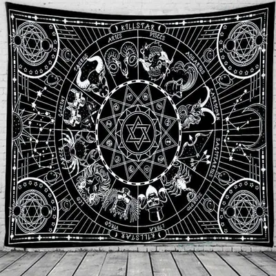 Obrázok produktu pre Slnko a mesiac Tapisérie Čiernobiele horiace slnko Boh s hviezdami Tapisérie Psychedelické tapisérie pre spálňu Obývacia izba dekorácie (230 x 180 cm, farba 3)
