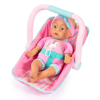 Produktbild von Bayer Design 67800AB Babypuppe, weicher Körper, 35 cm, mit Puppenautositz, Puppentrage
