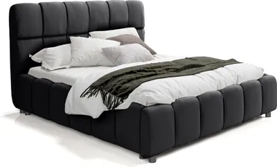 Produktbild von FEDVE Polsterbett Doppelbett Egeris Bett Bettkästen 180x200 cm Schwarz (Magic Velvet 2272) Mit Matratze