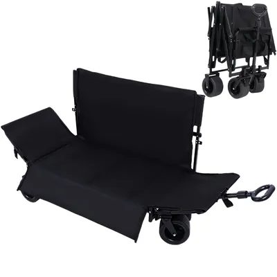 Produktbild von Faltbarer Bollerwagen 3-in-1 mit Sofa- & Liegefunktion, bis 380 kg, klappbar, verstellbare Rückenlehne, gepolstert, für Camping, Garten, Strand