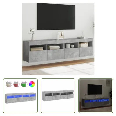 Produktbild von The Living Store TV-Wandschränke mit LED-Leuchten 2 Stk. Betongrau 80x30x40 cm