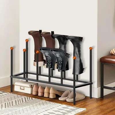 Image de Étagère à chaussures noire à 4 niveaux en métal