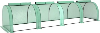 Produktbild von Gewächshaus - Folientunnel - 395×100×80 cm - 4 Fenster - Stahlrahmen - PE-Folie - Wasserdicht - Grün