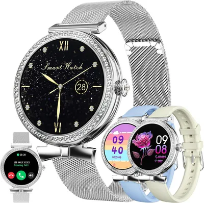 Produktbild von ZPIMY Damen Smartwatch mit Telefonfunktion 1.2 Inch AMOLED Display Schlafmonitor Zykluserinnerung 100+ Sportmodi Fitness Uhr Android iOS