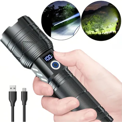 Produktbild von Taschenlampen, 5000 mAh AKKU Campinglampe, LED 1500 Lumen-Handscheinwerfer, 20W dimmbare Handlampe, 500–800 m Reichweite Handleuchte mit Type-C-Kabel