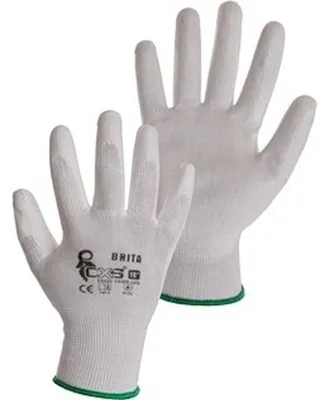Zdjęcie produktu dla Rukavice nylonové Brita, dlaň polyuretan, velikost XS/6, bílé
