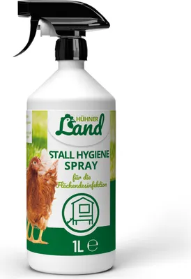 Produktbild von HÜHNER Land Stall Hygiene Spray, Desinfektion speziell für den Hühnerstall 1L für Hühner - Als Desinfektions-Reiniger für alle Flächen im Stall I Gegen Giardien, Pilze & Bakterien, Hygienespray