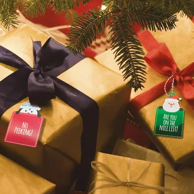 Productafbeelding van Kerststicker voor cadeaus - papier - 9 x 5 cm - 12 stuks per verpakking