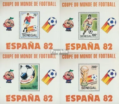 Produktbild von Briefmarken Senegal 1982 Mi Block42-Block45 (kompl.Ausg.) postfrisch Fußball