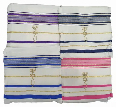 4er-Set Gebetsschals Tallit 182,9 x 55,9 cm mit Taschen