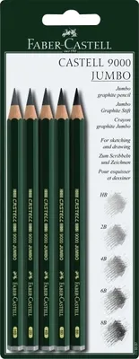 Produktbild von Faber Castell Bleistift 9000 Jumbo HB+2B+4B+6B+8B grün 5er