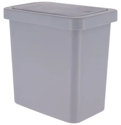 Image de Poubelle rectangulaire en PP avec couvercle, 8 l - gris - Tendance