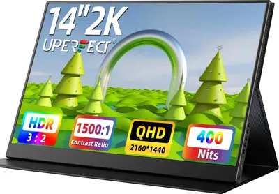 Obrázok produktu pre Prenosný monitor, obrazovka s vysokým rozlíšením, kompatibilita s viacerými zariadeniami, 14 palcov 2K, zástrčka EÚ