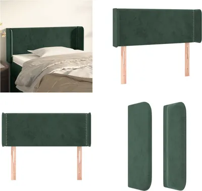 Produktbild von vidaXL Kopfteil mit Ohren Dunkelgrün 103x16x78/88 cm Samt - Kopfteil - Kopfteile - Bett-Kopfteil - Bettkopfteil