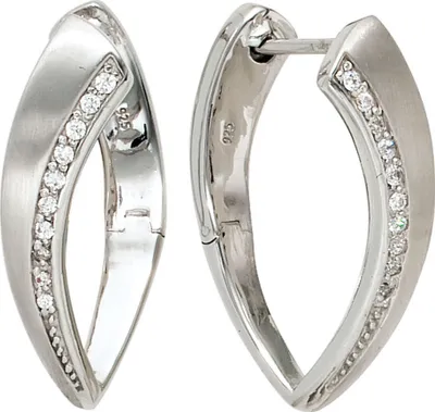 Produktbild von Creolen Creole 925 Silber Klappmechanik spitzoval Zirkonia Ohrschmuck