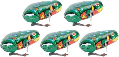 Productafbeelding van Katten speelgoed kikkers - Set van 5 - Grappige clockwork lente wind up metalen springen
