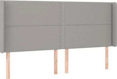 Produktbild von vidaXL Kopfteil mit Ohren Hellgrau 203x16x118/128 cm Stoff
