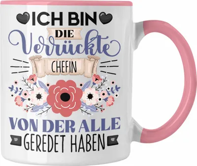 Produktbild von Trendation - Chefin Tasse Geschenk Lustiger Spruch Geschenkidee Ich Bin Die Verrückte Chefin Von Der Alle Geredet Haben (Rosa)