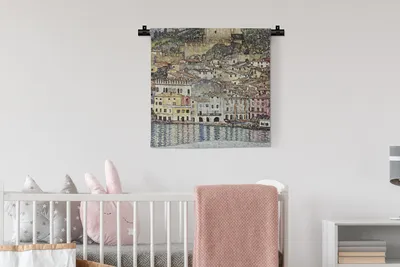 Produktbild von MuchoWow® Wandteppich Wandbehang Landschaft - Gustav Klimt 60x60 cm Tapisserie Dekoration Wandtuch - Dekorationen - Wand Decke